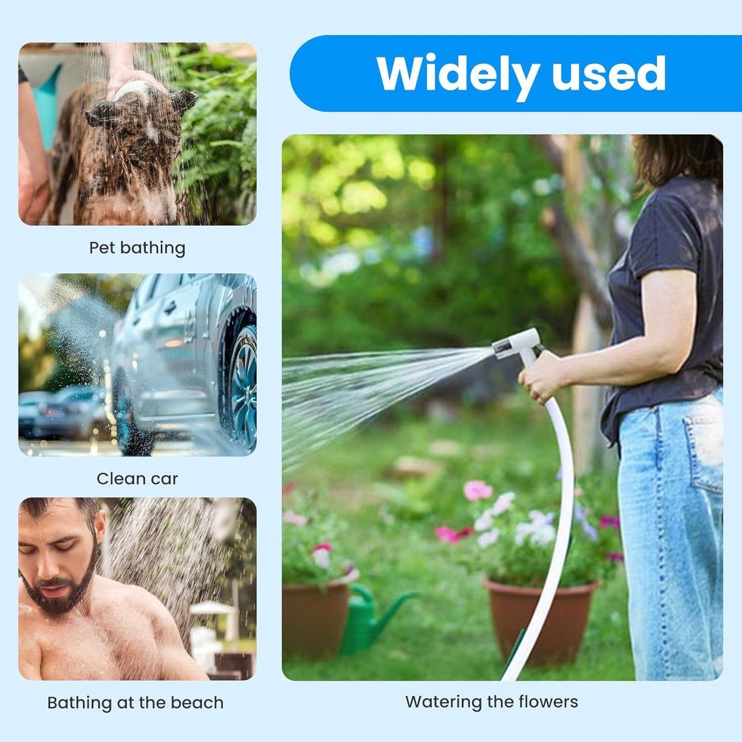 Portable USB Rechargeable shower head, Multi-Purpose Watering System,Garden Hose Nozzle with US Standard Connector for Outdoor.
