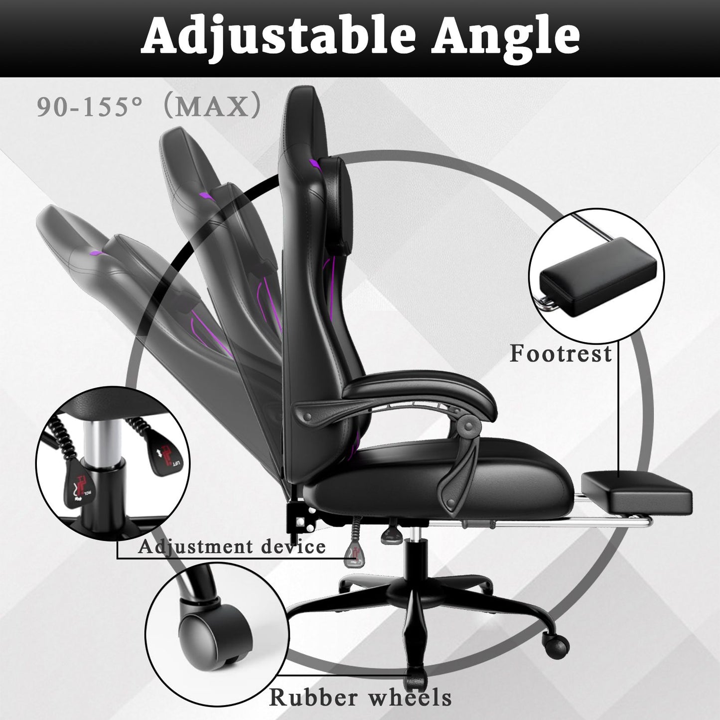 Ergonomic Gaming Chair, Electronic Gaming Chair With Pocket Spring Pad And Footrest, Height Adjustable Computer Chair.