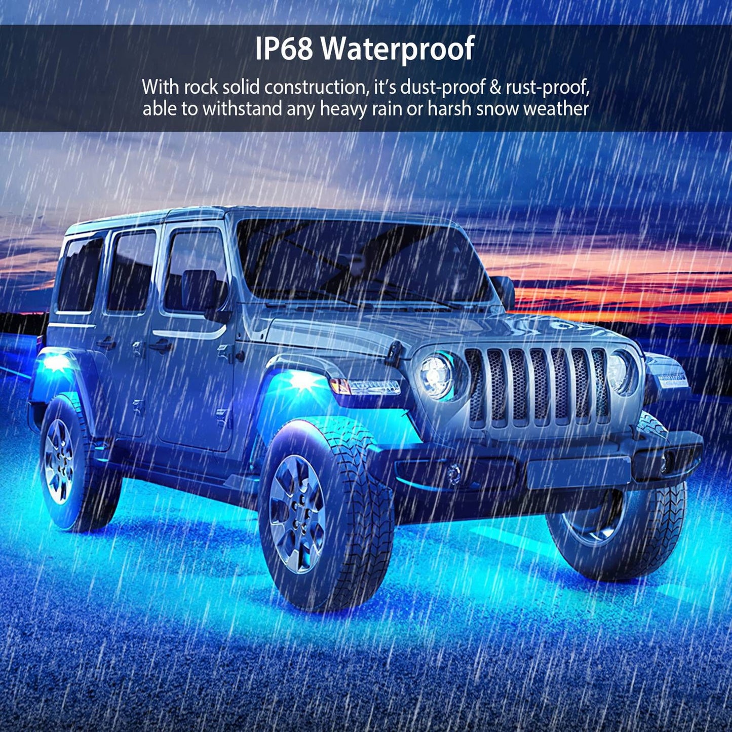 8 Pods RGB LED Rock Lights DC12V Car Neon Light Kit IP68 Waterproof Underglow Lights with Double Remote Controls Wireless APP Control for Jeep Truck UTV SUV.