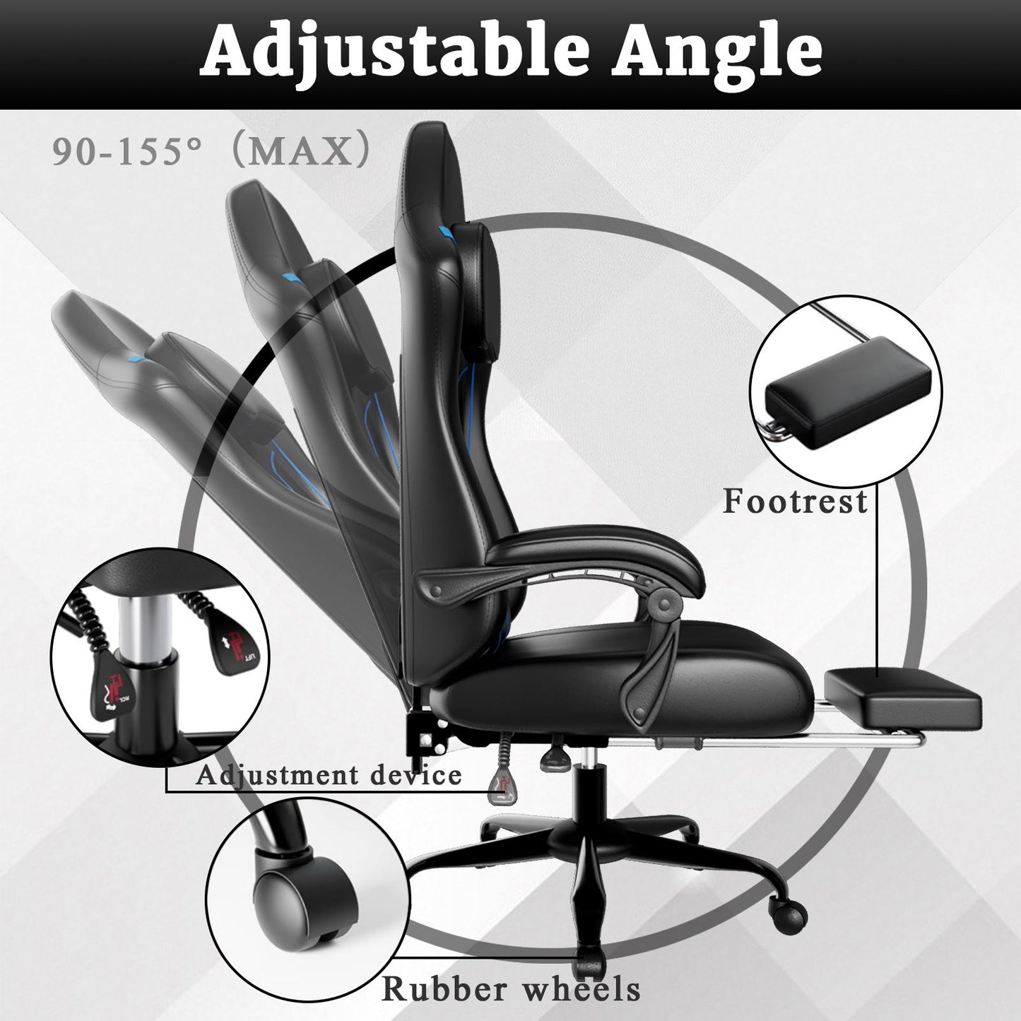 Ergonomic Gaming Chair, Electronic Gaming Chair With Pocket Spring Pad And Footrest, Height Adjustable Computer Chair.