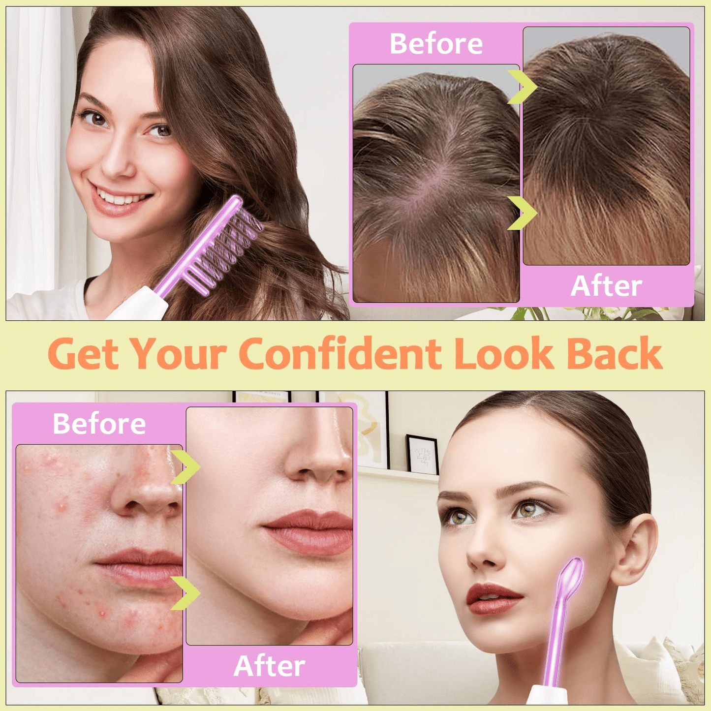 4-in-1 High Frequency Facial Wand for Skin Rejuvenation – Portable Anti-Aging Beauty Device for Wrinkle Reduction, Firming, Dark Circle & Acne Care.