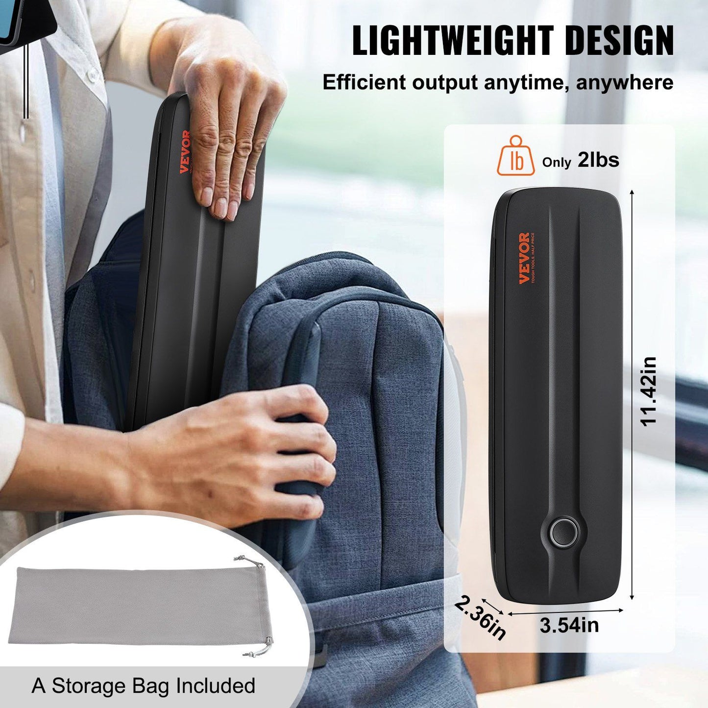 VEVOR Portable Printer - 2600mAh Battery, 203 DPI, Bluetooth Inkless Mobile Printer for A4, A5 & 8.5" x 11" Thermal Paper, Compatible with iOS, Android & Laptop, Ideal for Travel, Office & Home Use.