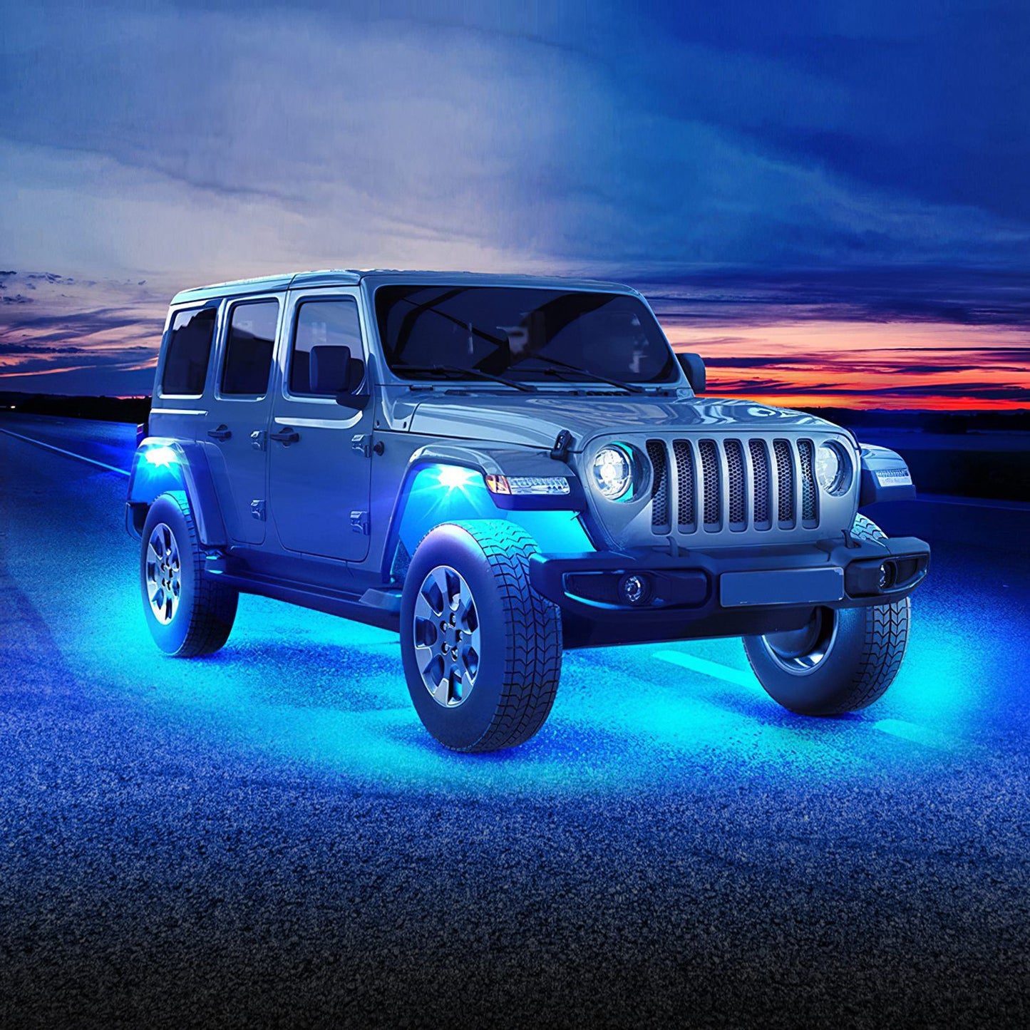 8 Pods RGB LED Rock Lights DC12V Car Neon Light Kit IP68 Waterproof Underglow Lights with Double Remote Controls Wireless APP Control for Jeep Truck UTV SUV.