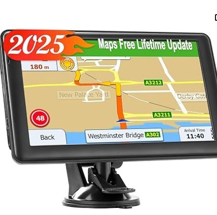 GPS Navigator for Car Truck, GPS Commercial Drivers 2025 Trucker GPS for Semi Truck with 7 in GPS Navigation Systems(Map Free Lifetime Updates), Voice Assist, Speed Limit Warnings.