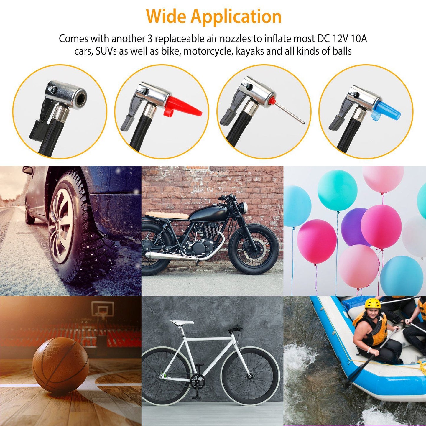 Compact 12V Digital Tire Inflator with LED Light - 150 PSI Portable Air Pump for Cars.