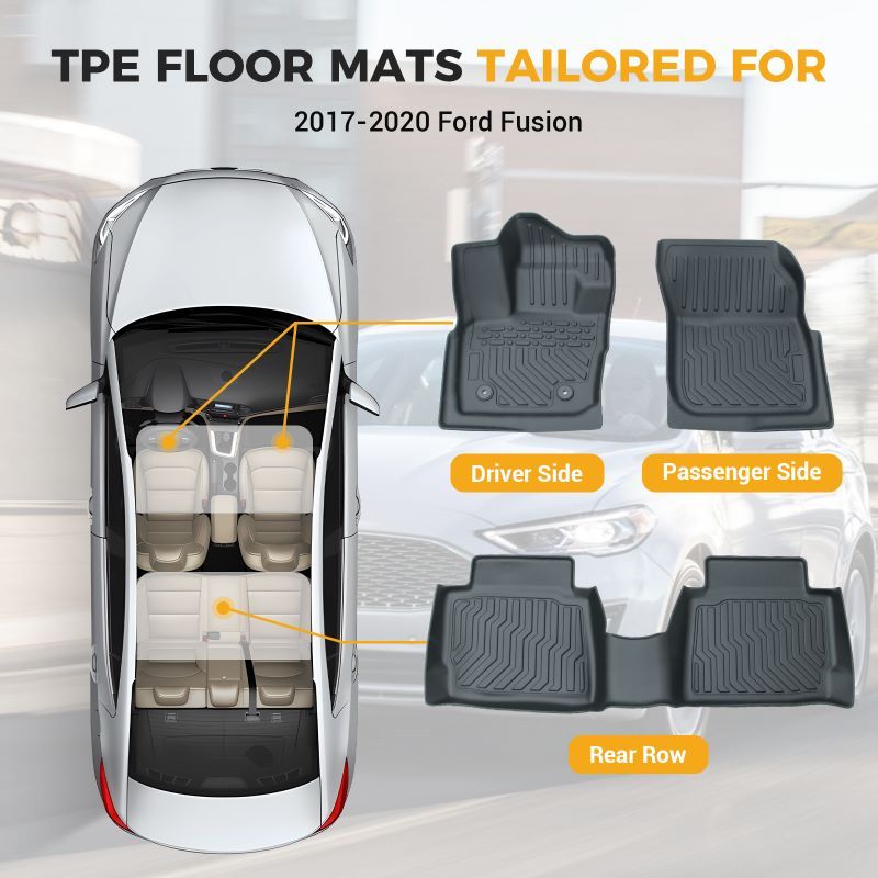 TPE Rubber Car Floor Mats for 2017-2020 F*rd Fusion.