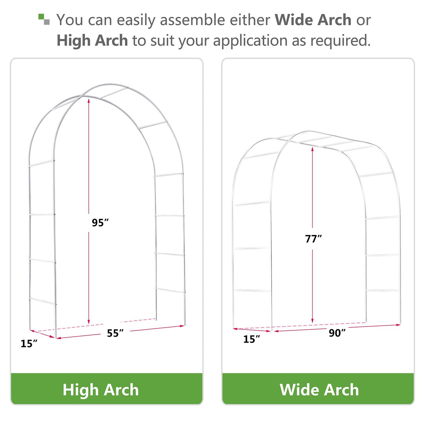 Metal Garden Arch Trellis,Adjustable Arbor Trellis,White.