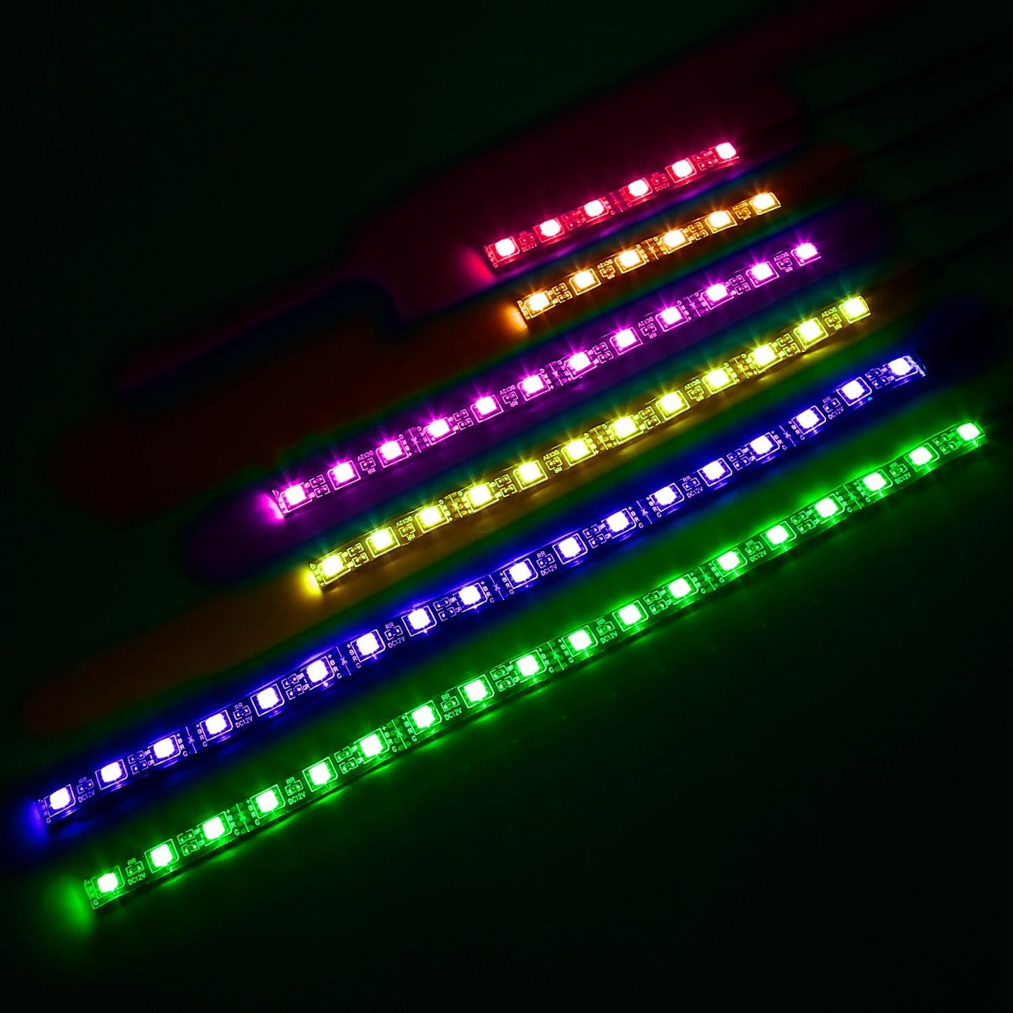 6-Piece Waterproof Motorcycle LED Neon Light Strip Kit - RGB Multi-Color Atmosphere Lighting for DC 12V.