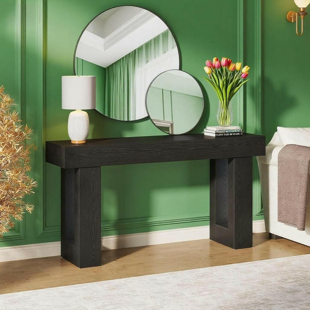 63-Inch Wooden Console Table – Rectangular Sofa Table - GoTypical