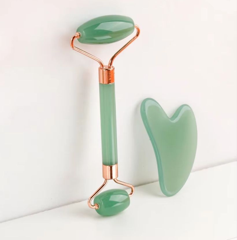 Gua Sha Board 2PCS Massage Stone for Facial Body Skincare Roller Scraping Massager Natural Resin Facial Lifting Scraper Neck Anti Wrinkle Massager Tool.
