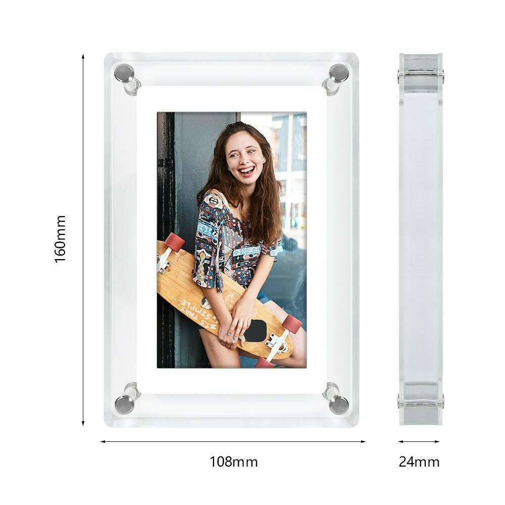 Acrylic 5 Inch Digital Picture Frame, Video Frame with Auto-Rotate, Free 8GB/4GB USB Stick and Built-in 1000 mAh Battery. Ideal Desktop Decoration.
