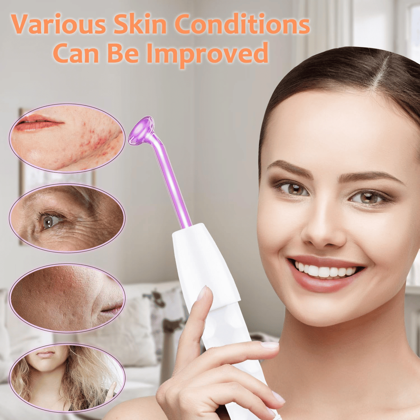 4-in-1 High Frequency Facial Wand for Skin Rejuvenation – Portable Anti-Aging Beauty Device for Wrinkle Reduction, Firming, Dark Circle & Acne Care.