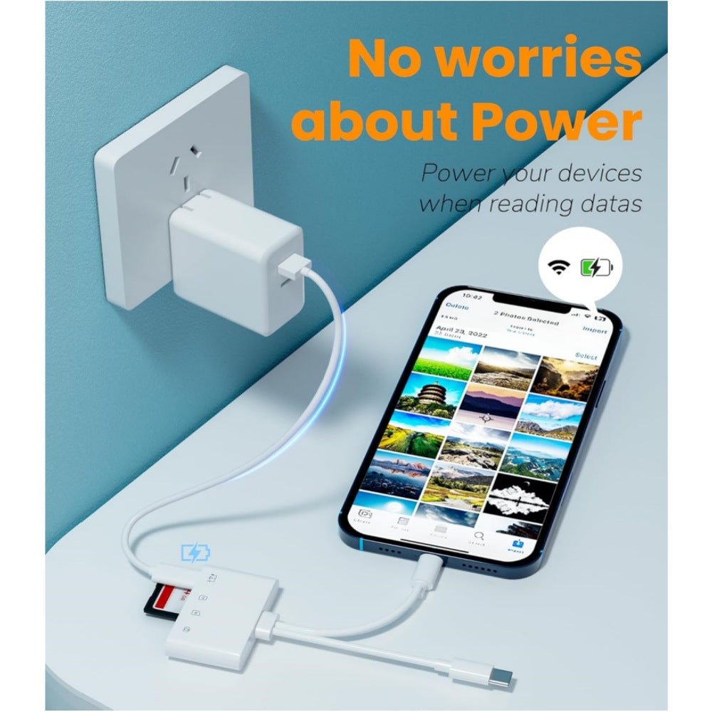 Dual line 4 - in - 1 mobile card reader suitable for Apple TypeC to TF/SD/USB/USB - C charging adapter - GoTypical