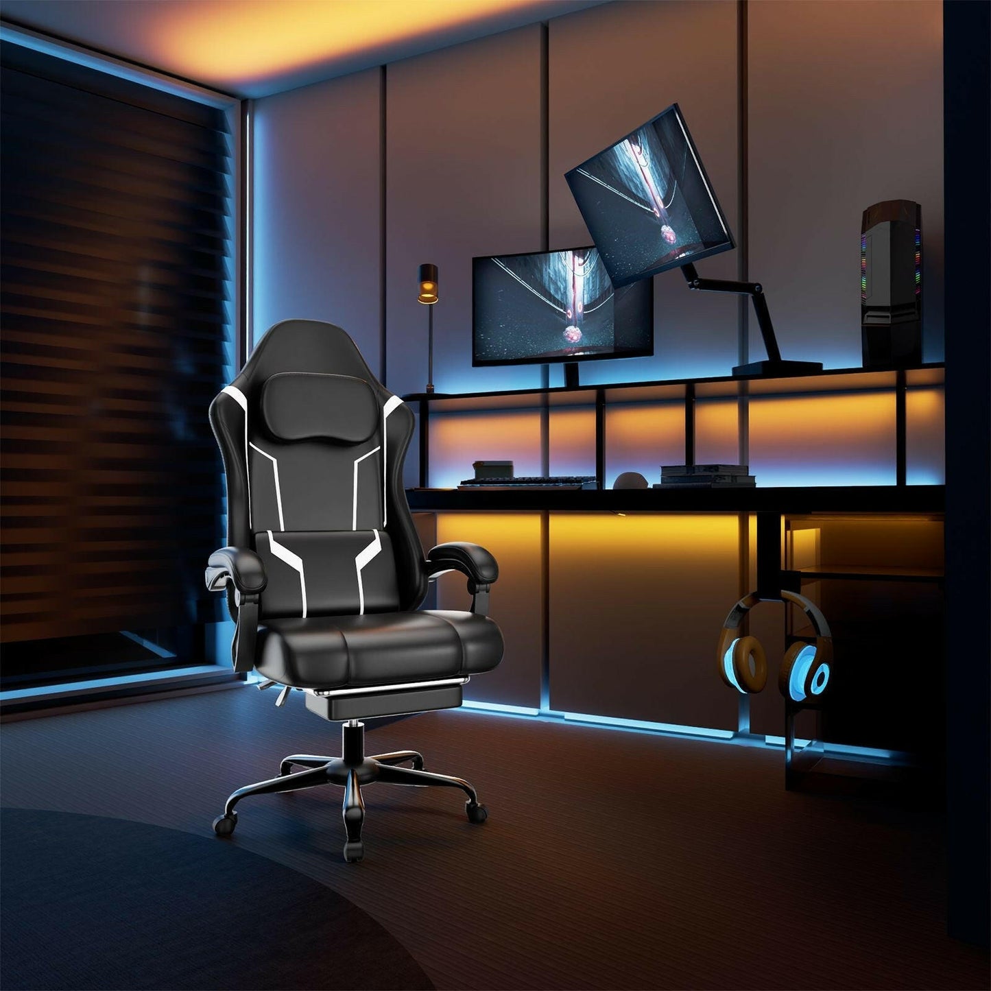 Ergonomic Gaming Chair – Electronic Pocket Spring Pad & Adjustable Footrest - GoTypical