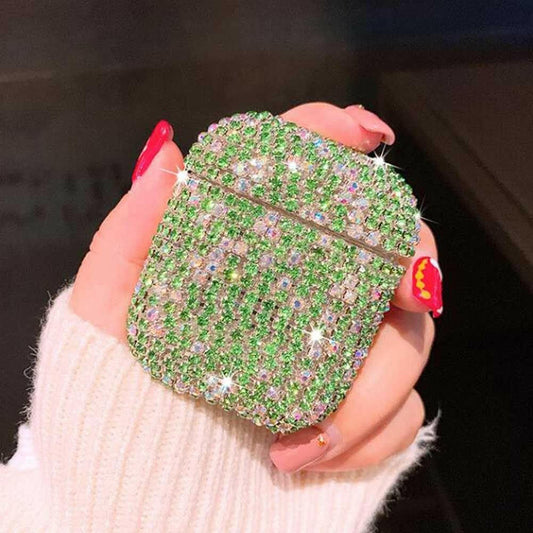 . Rhinestone Earphone Case – Green Hard Protective Cover - GoTypical