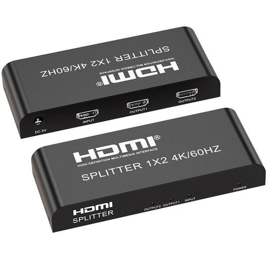 . HDMI Distributor 1x2 4K60Hz Black HDMI Splitter - GoTypical