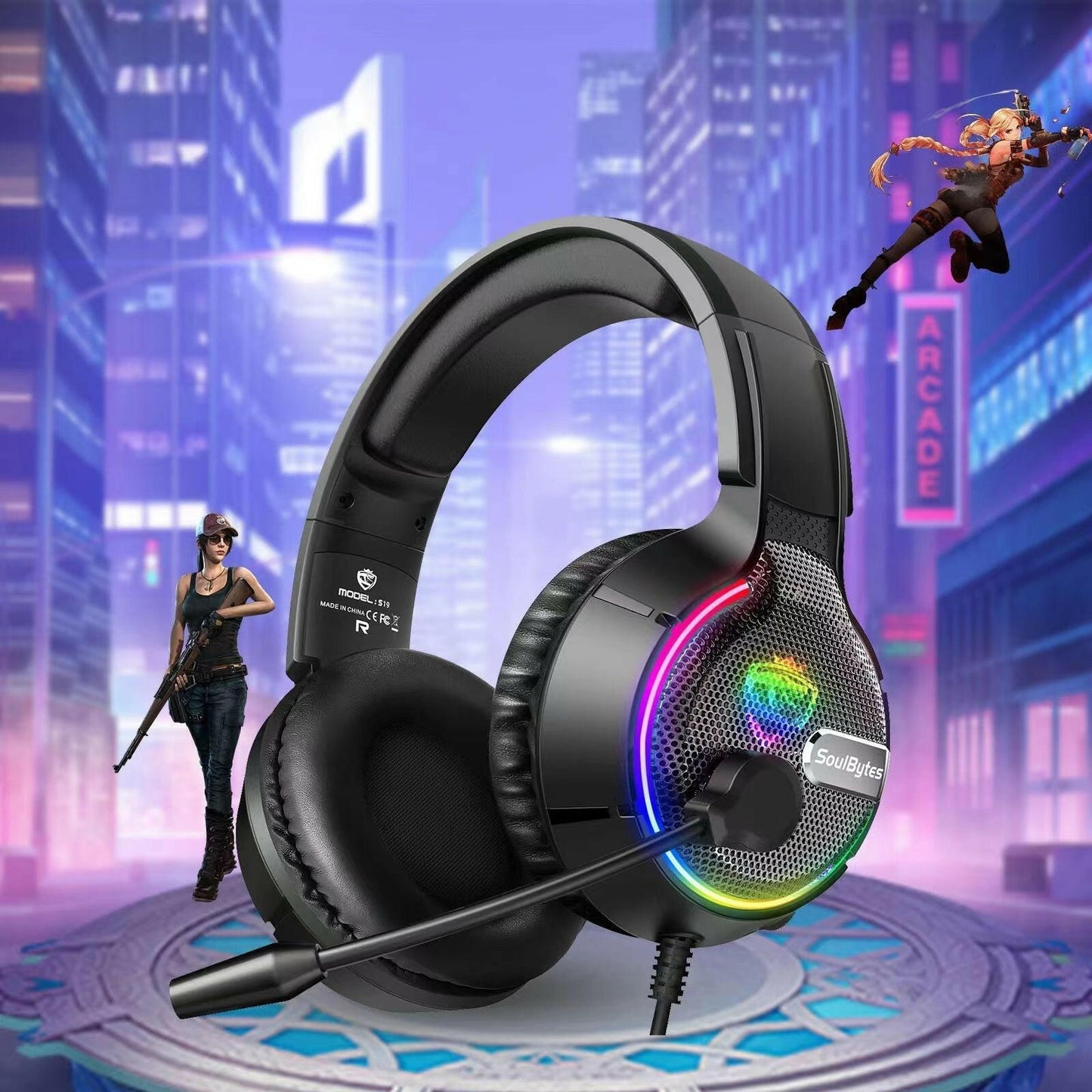 Gaming Headset Soulbytes S19 Wired RGB | . Computer Headphones - GoTypical
