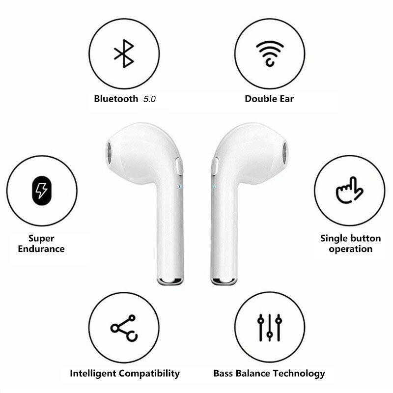 i7s TWS Wireless Earbuds – Bluetooth 5.0 Sport Design with Charging Case White - GoTypical