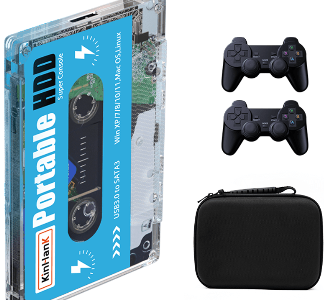 Kinhand 500G HDD Portable External Hard Drive Disk 55000 Retro Games For PSP/SEGA SATURN/Wii Gaming Card for Computer Laptop - GoTypical