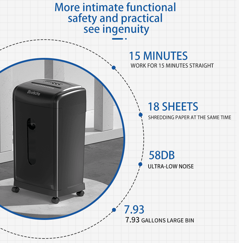 Large Capacity Heavy Duty Document Shredder 19 - Sheet Cross - Cut Paper/Credit Card Shredder with 7.93 Gallon Pullout Wastebasket & 4 Castor - GoTypical