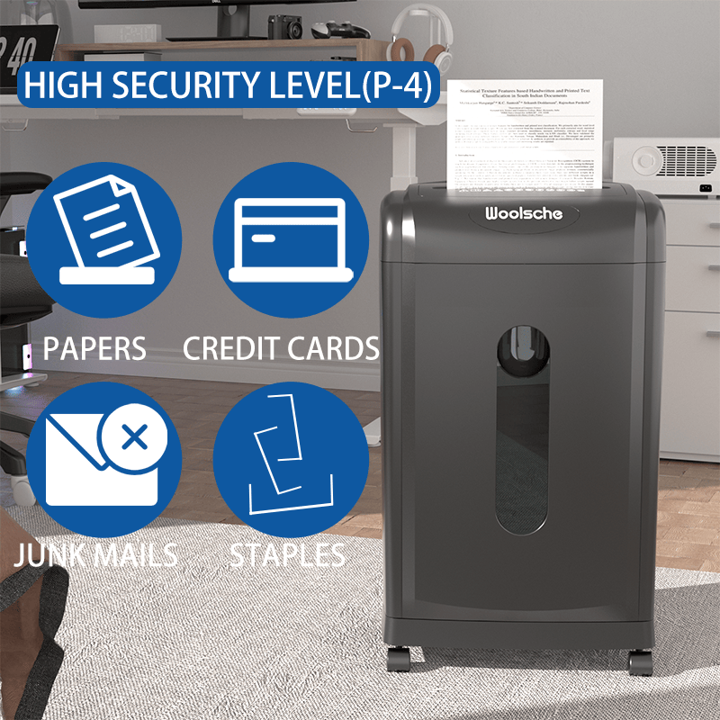 Large Capacity Heavy Duty Document Shredder 19 - Sheet Cross - Cut Paper/Credit Card Shredder with 7.93 Gallon Pullout Wastebasket & 4 Castor - GoTypical