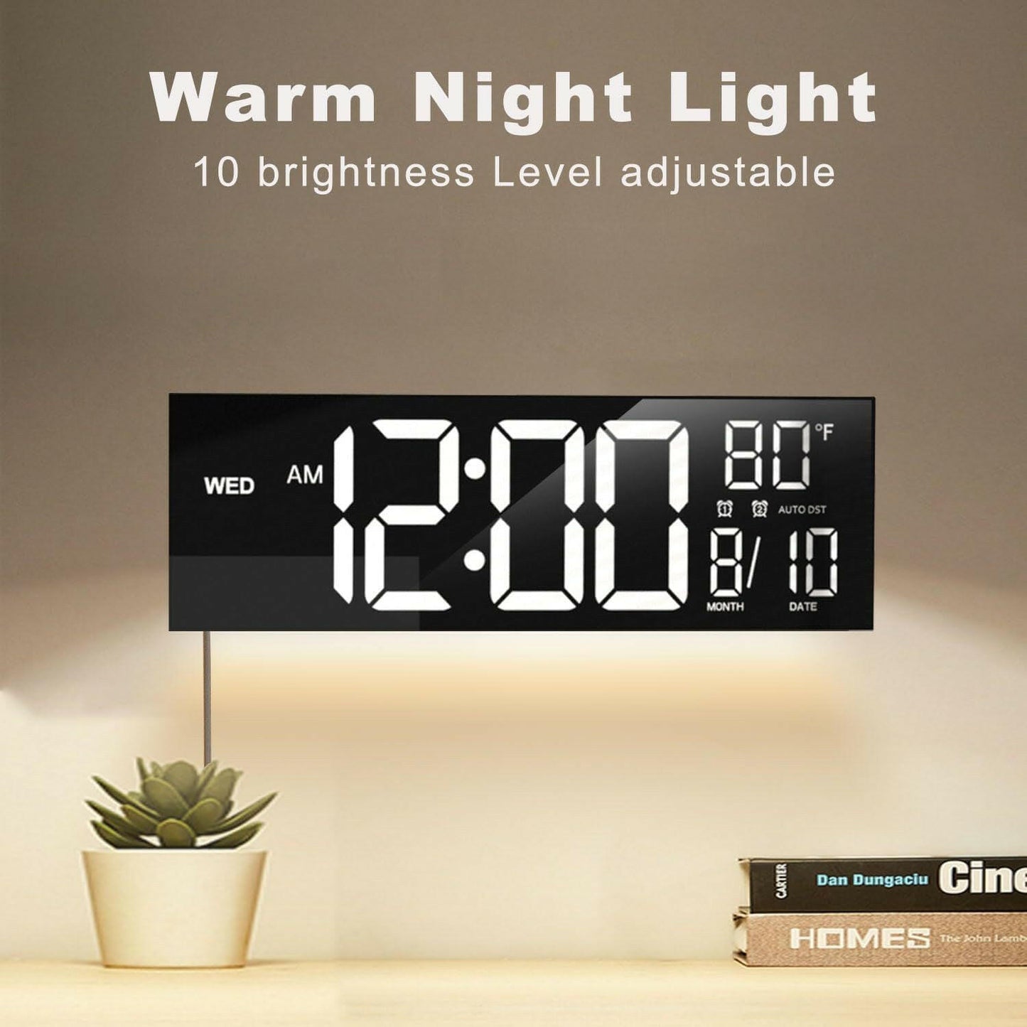 . Large Digital Wall Clock – Remote Control, 8 RGB Colors - GoTypical