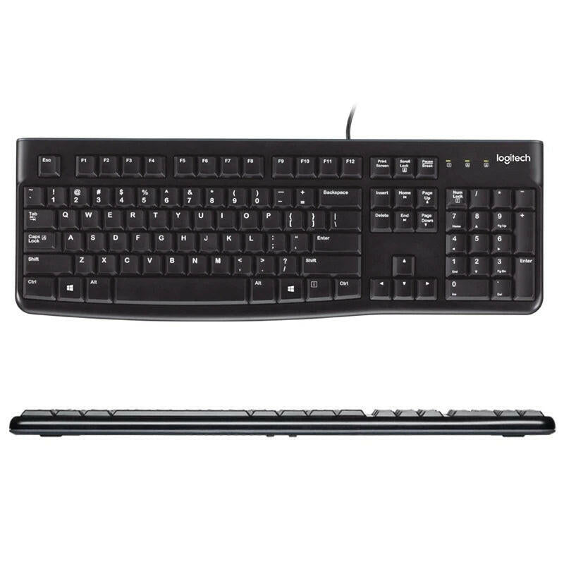 Logitech K120 Wired USB Keyboard – Black Waterproof Office Desktop - GoTypical