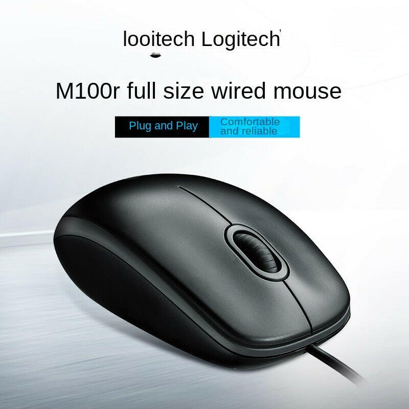Logitech M100r Wired USB Optical Mouse – Black or White, 1000 DPI - GoTypical