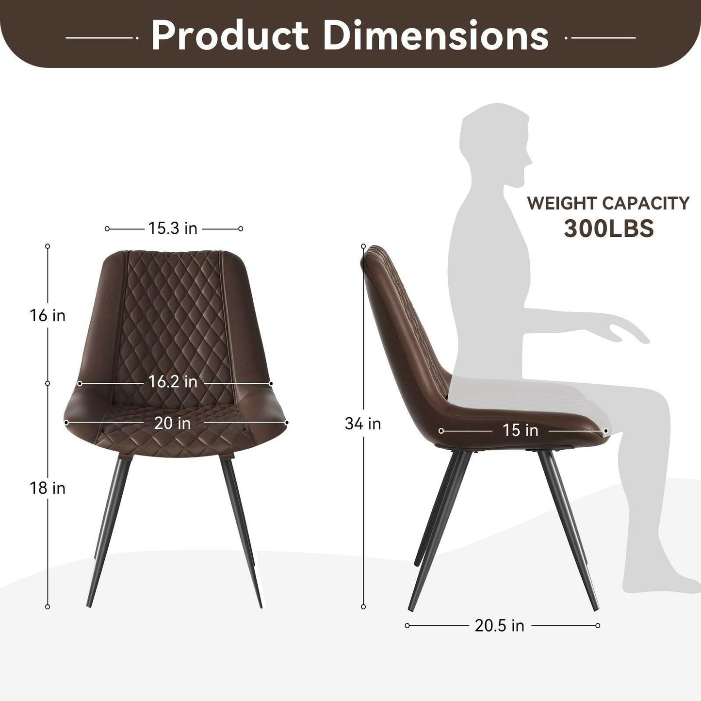 Modern Bar Stools Set of 2 - PU Leather Dining Chairs - GoTypical