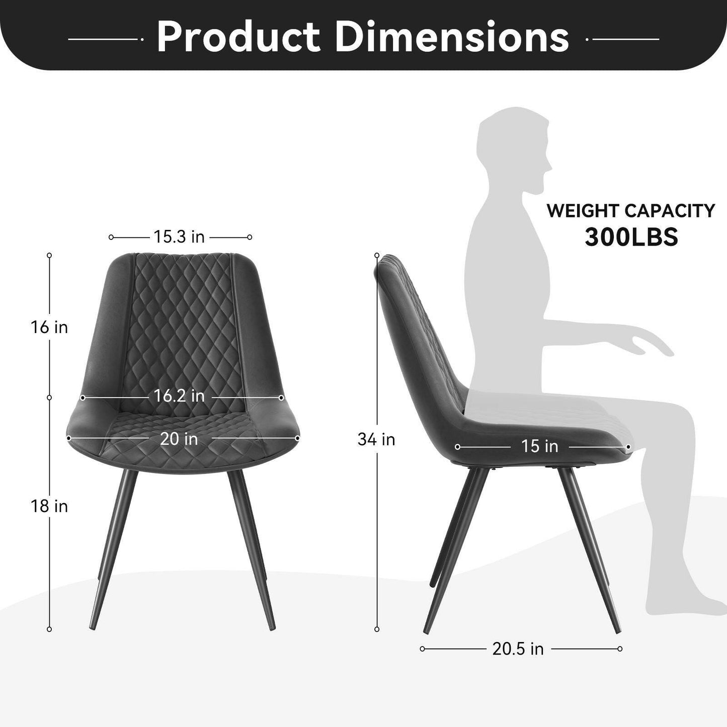 Modern Bar Stools Set of 2 - PU Leather Dining Chairs - GoTypical