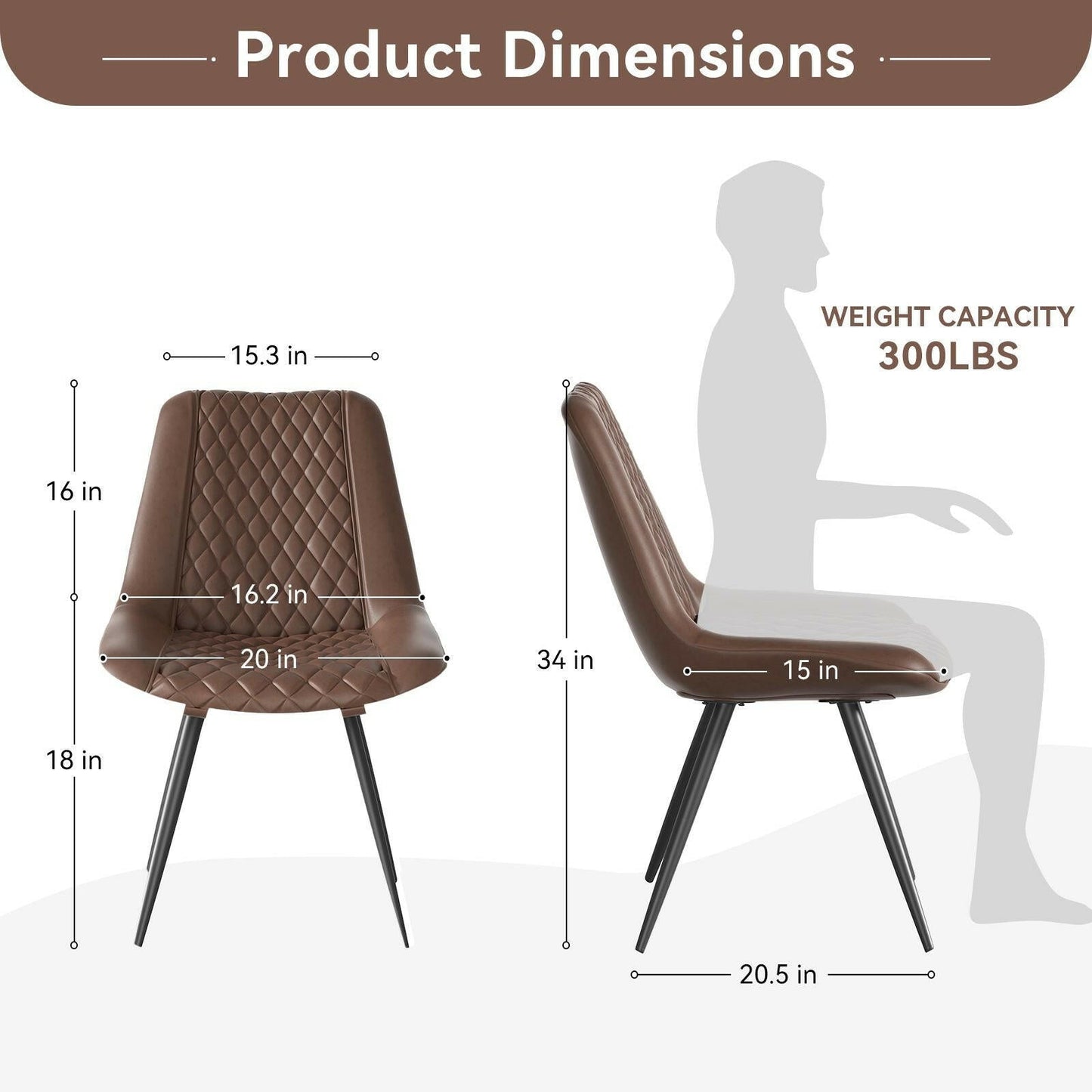 Modern Bar Stools Set of 2 - PU Leather Dining Chairs - GoTypical