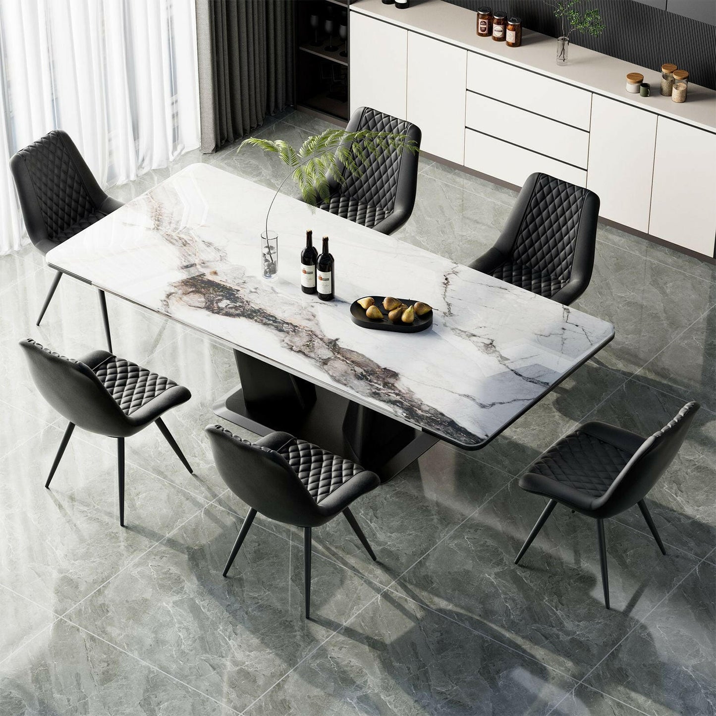 Modern Bar Stools Set of 2 - PU Leather Dining Chairs - GoTypical