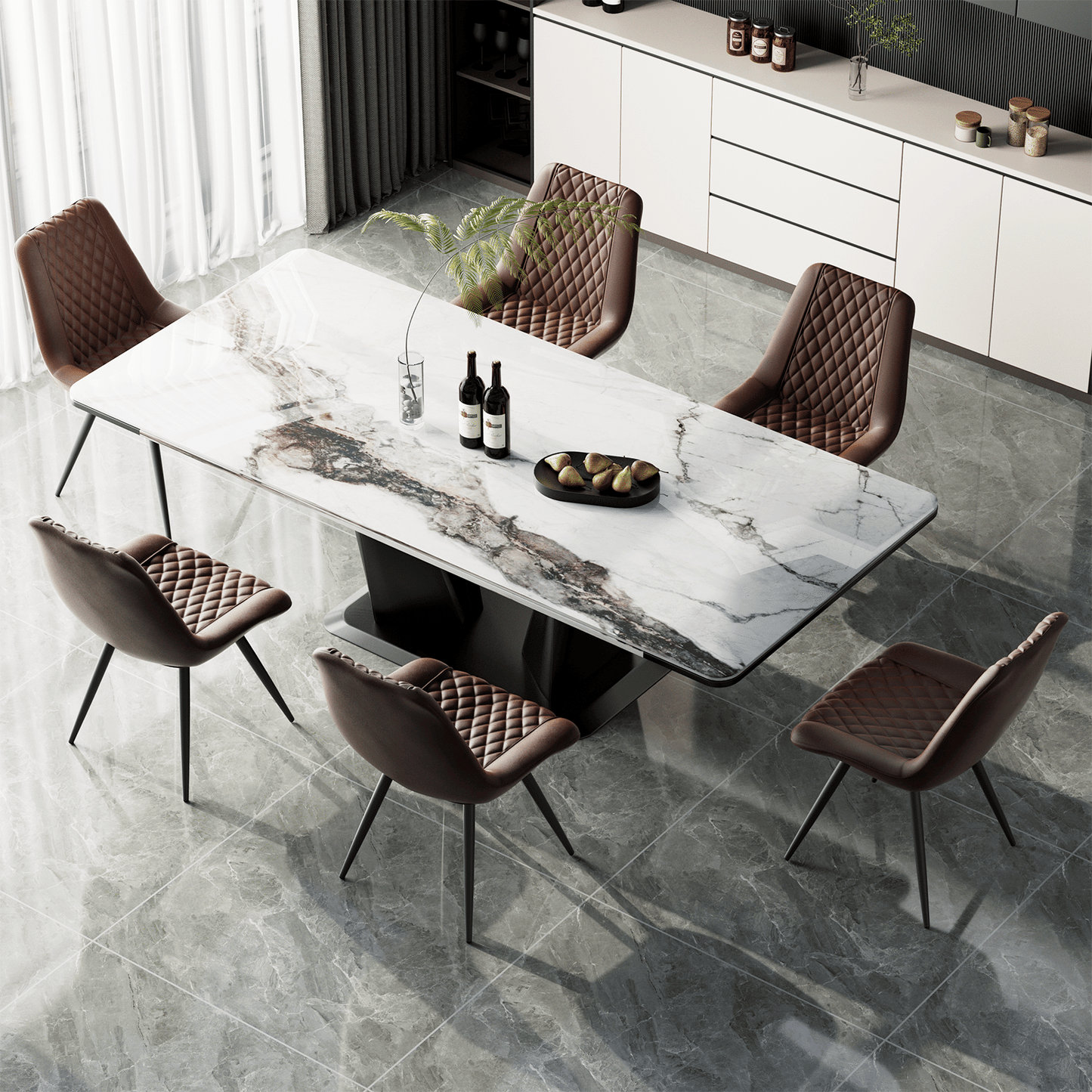 Modern Bar Stools Set of 2 - PU Leather Dining Chairs - GoTypical