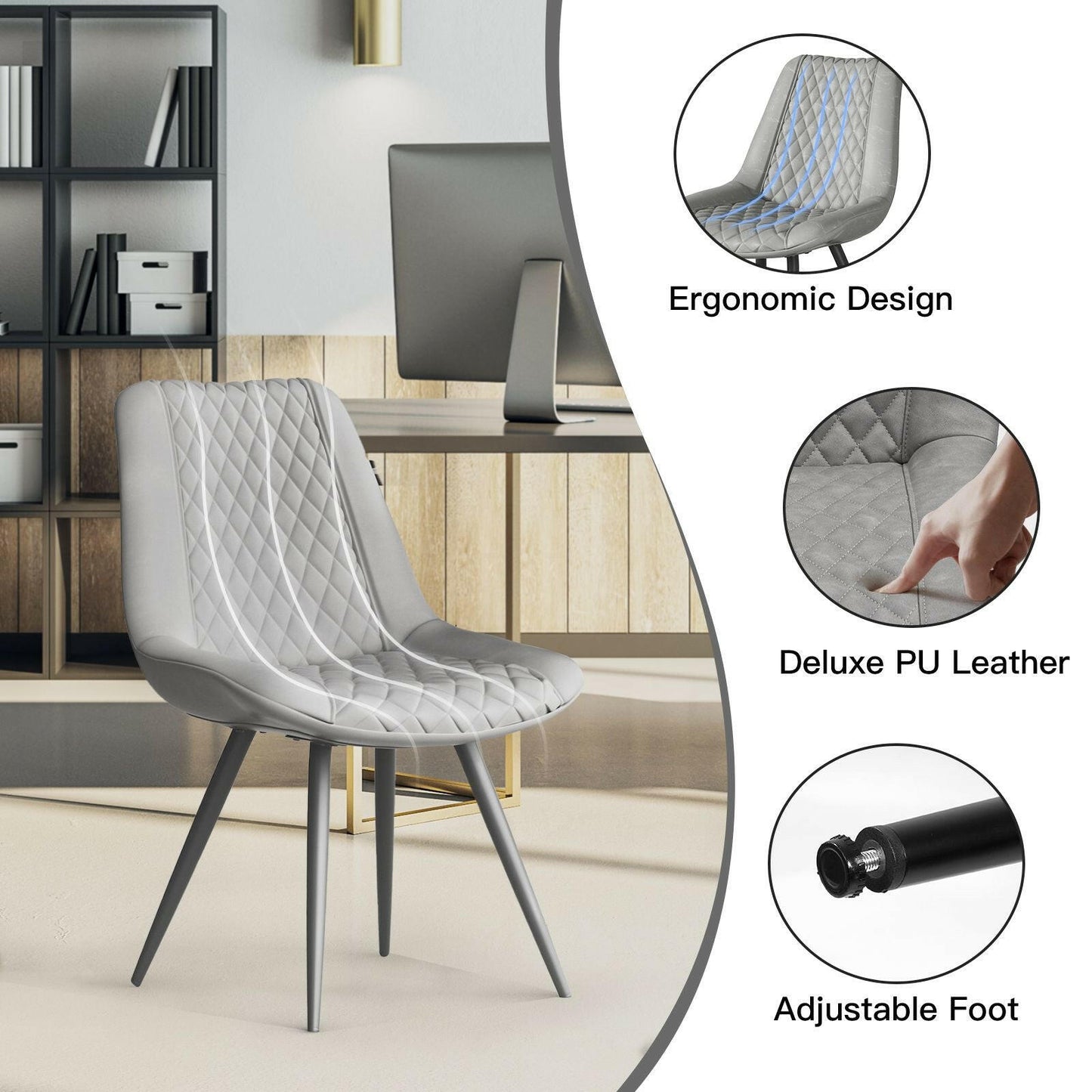 Modern Bar Stools Set of 2 - PU Leather Dining Chairs - GoTypical