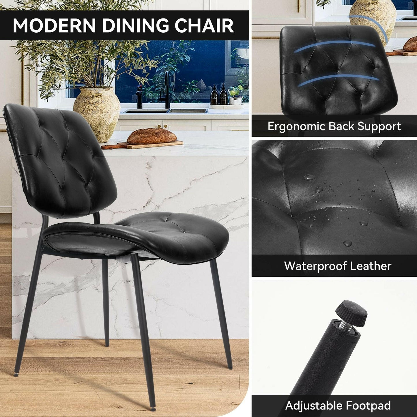 Modern Faux Leather Dining Chair - Ergonomic Design - GoTypical