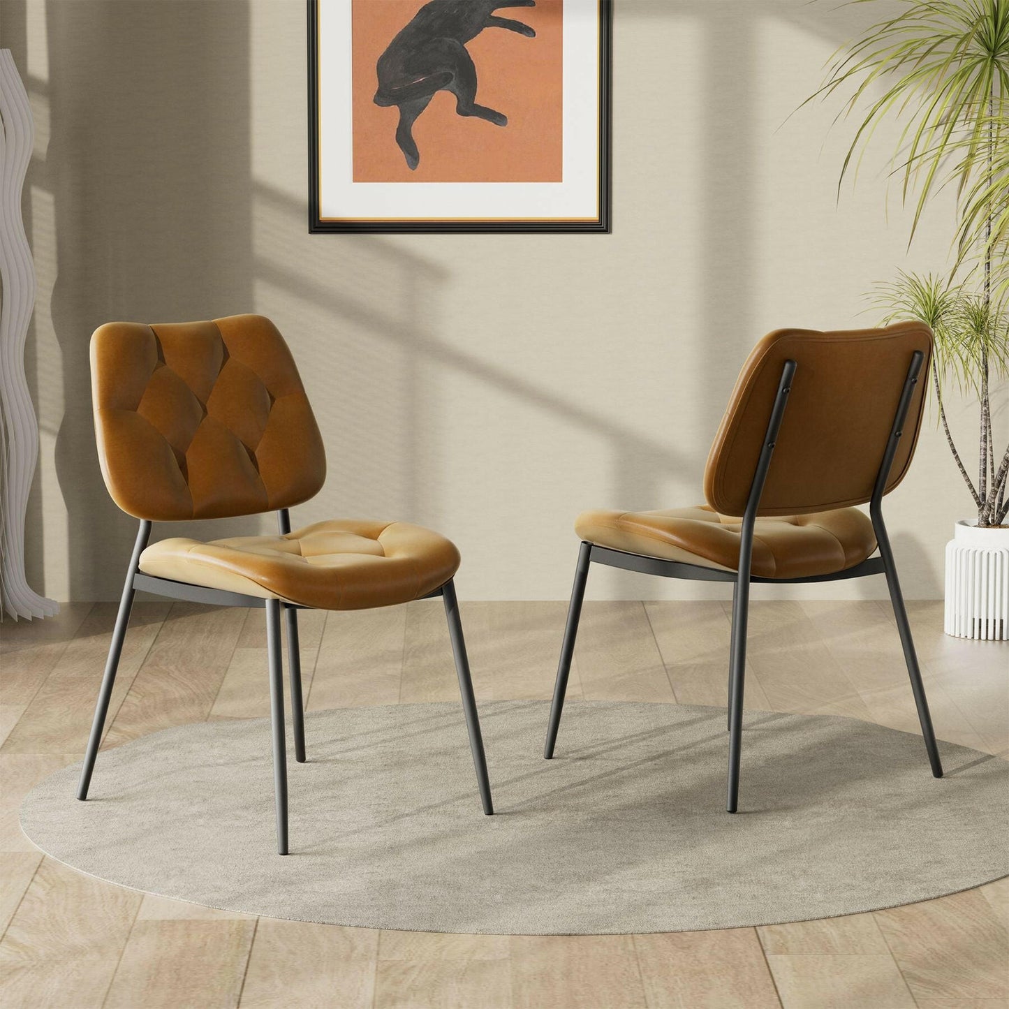 Modern Faux Leather Dining Chair - Ergonomic Design - GoTypical