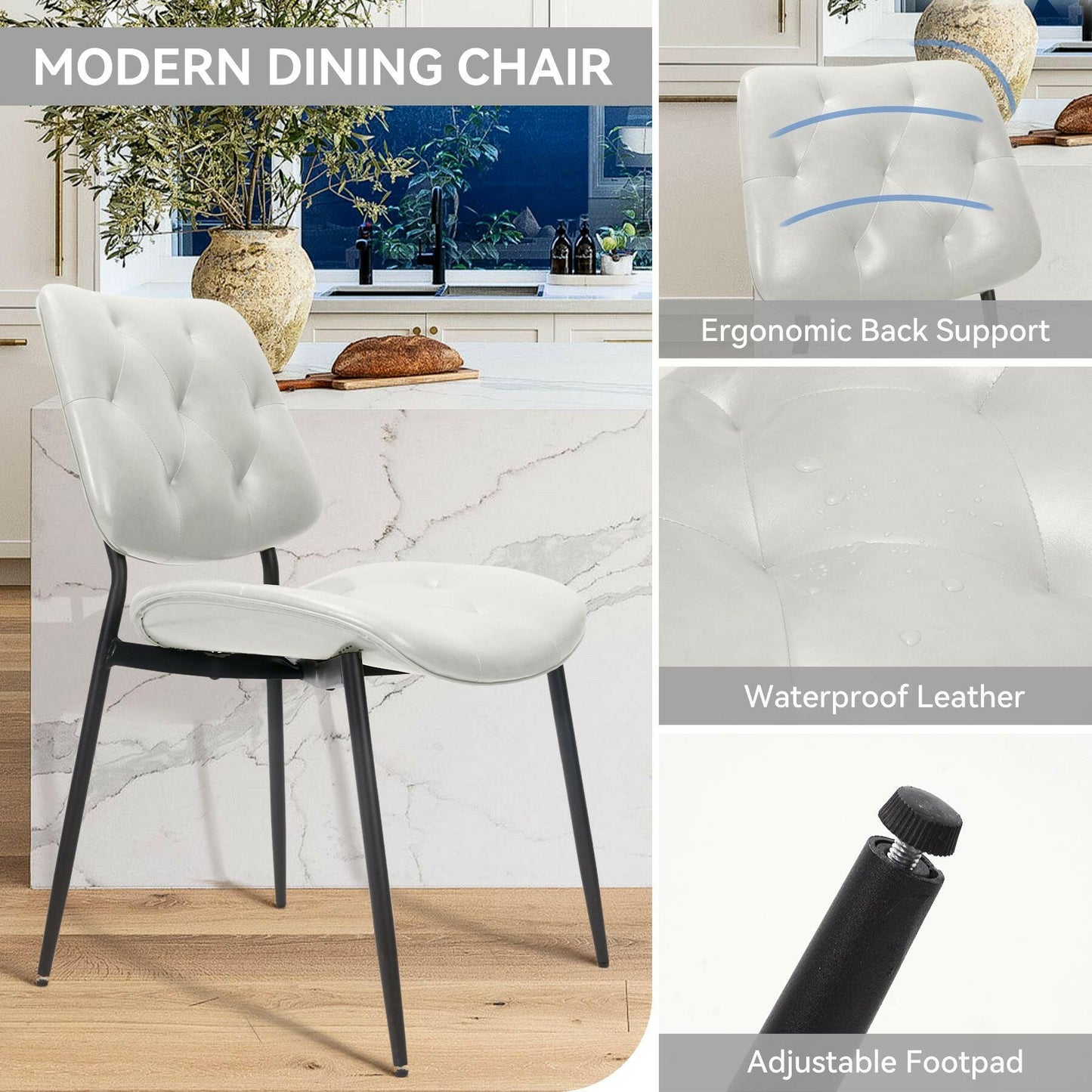 Modern Faux Leather Dining Chair - Ergonomic Design - GoTypical