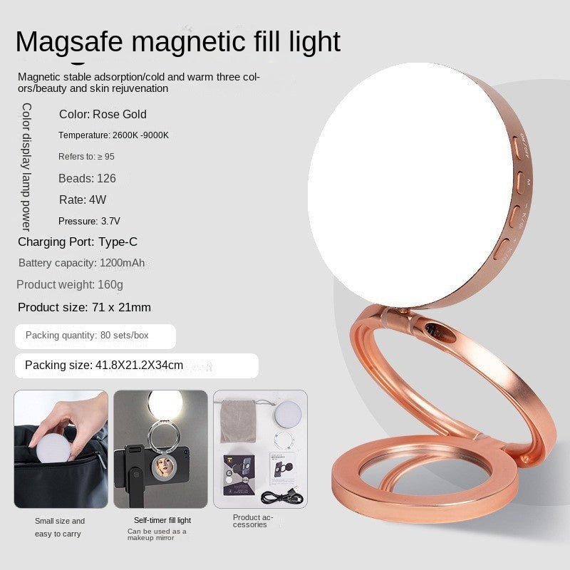 New YSH - 126 LED Magnetic Phone Fill Light Photography Lamp Desktop Video Conference Live Pocket Light Mirror - GoTypical