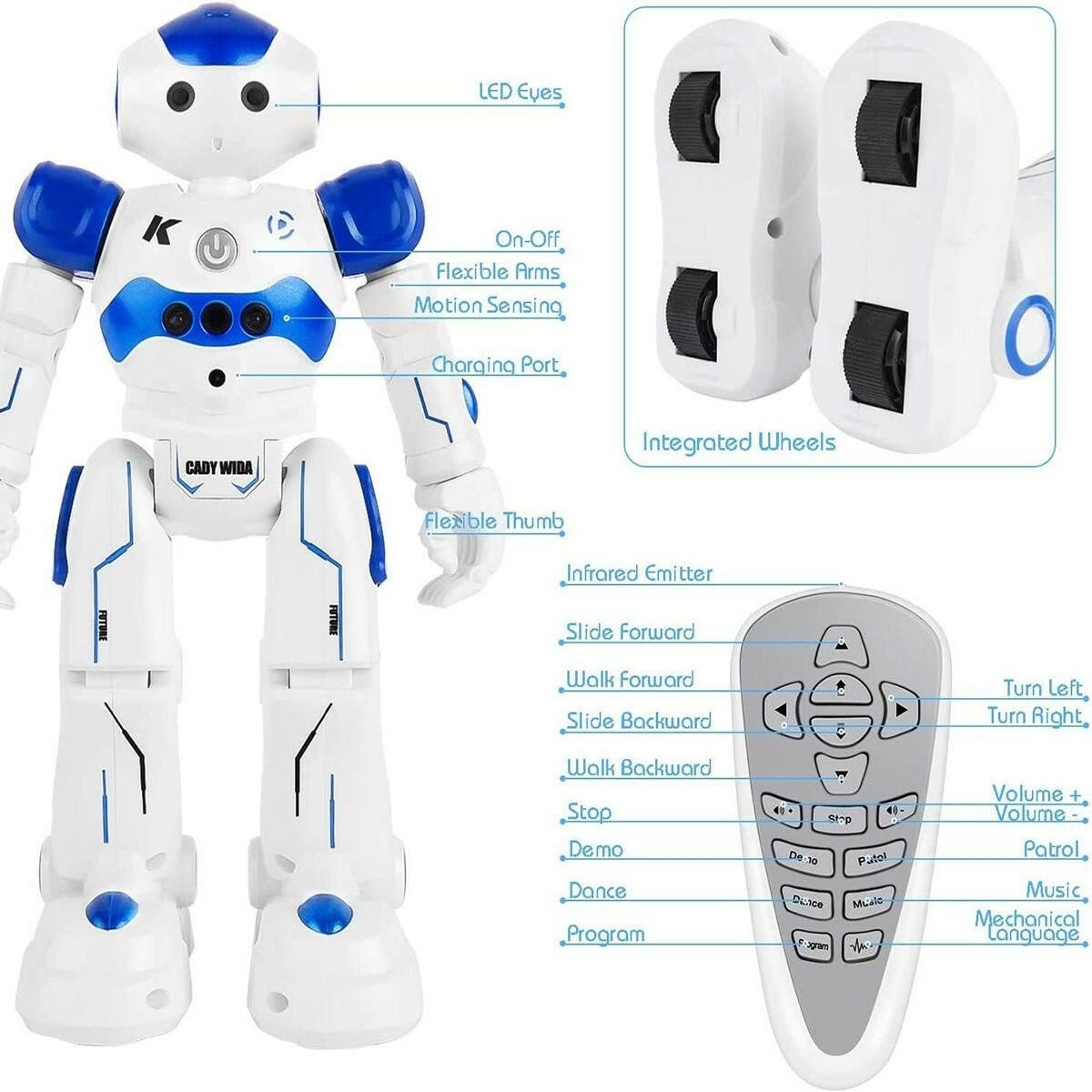 RC Robot Toy – Gesture Sensing Smart Robot for Kids Blue Pink - GoTypical