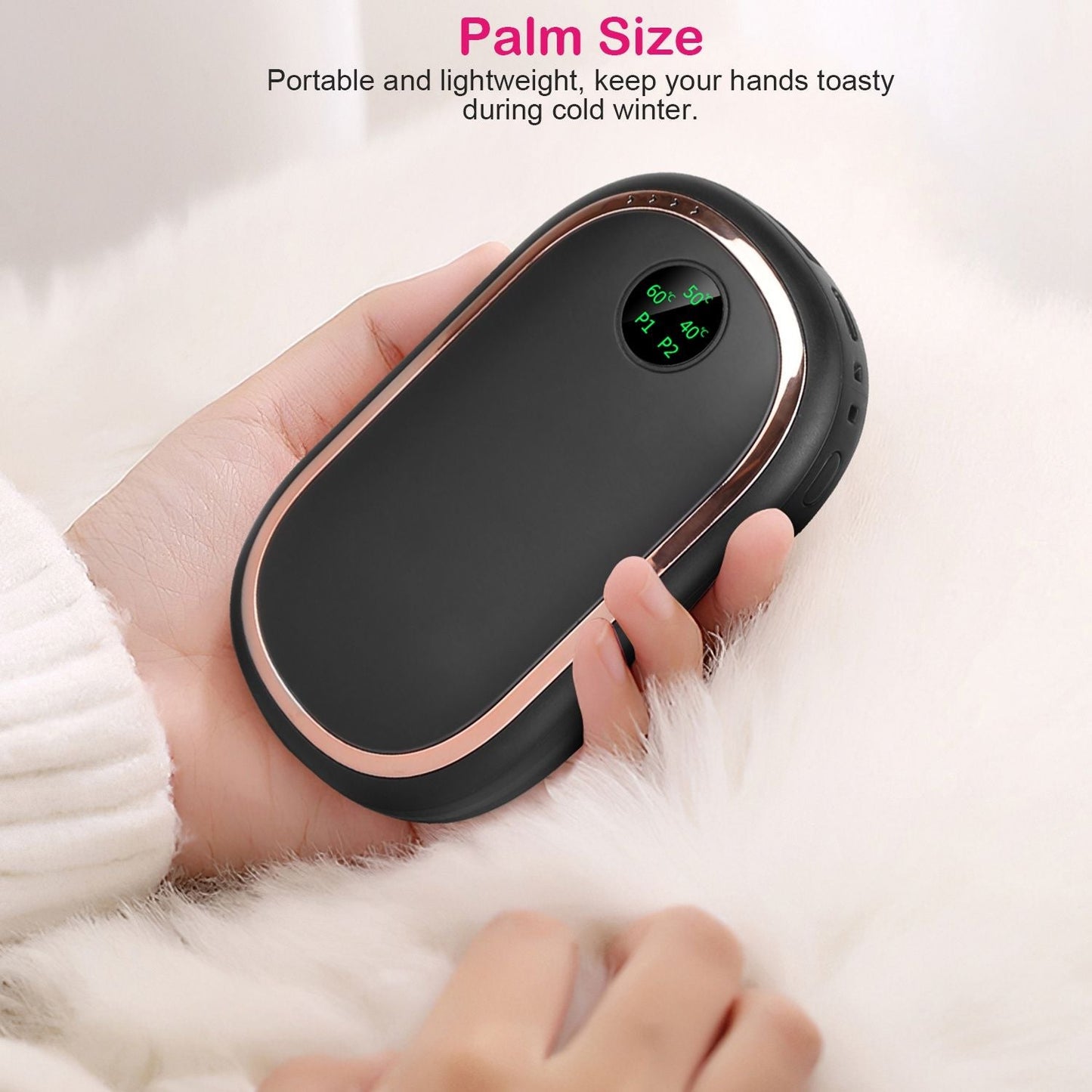 Rechargeable Hand Warmer Electric Hand Heater Portable Reusable Pocket Warmer Power Bank with Digital Display Sunset Light 3 Levels Double - sided Heating - GoTypical