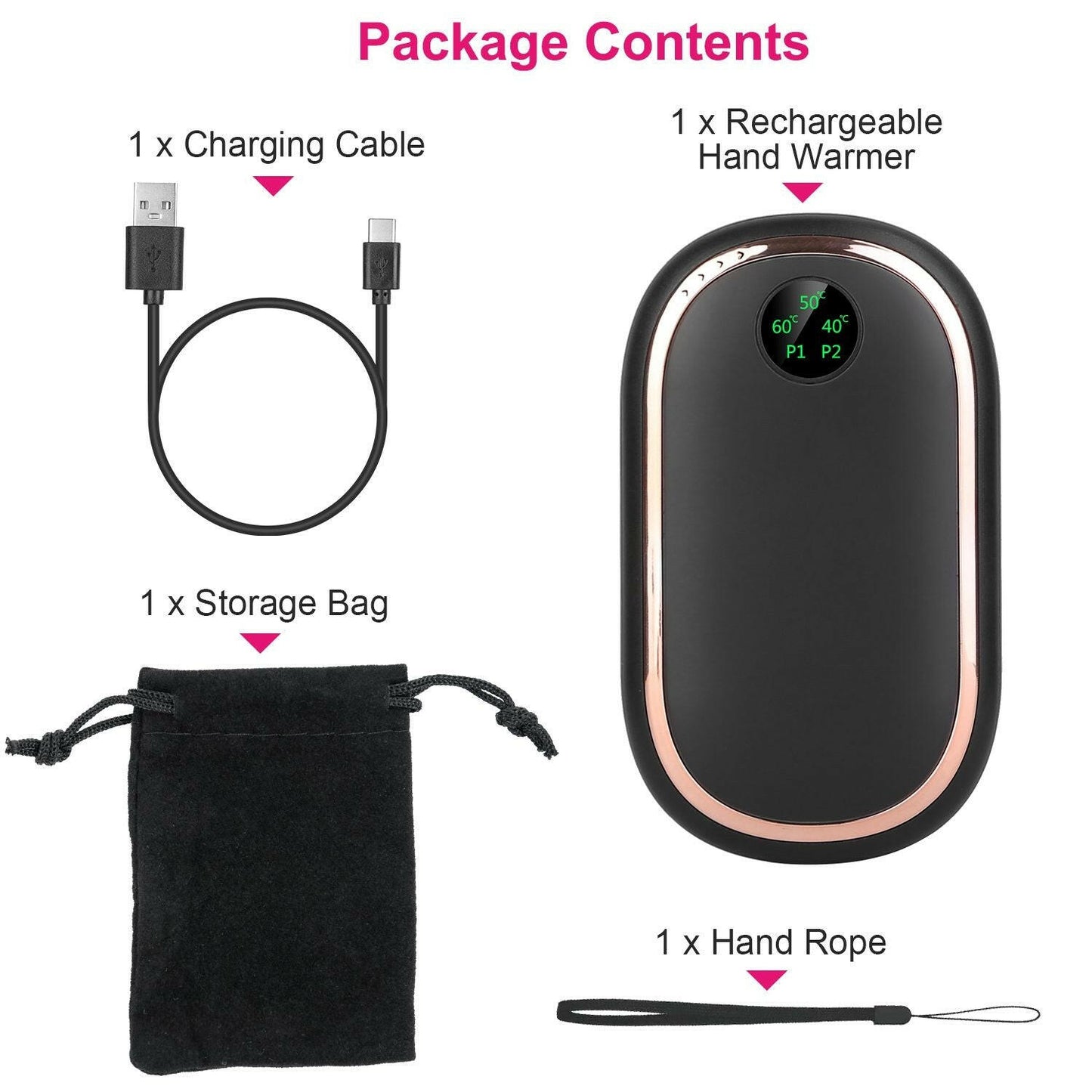 . Rechargeable Hand Warmer – Portable Black ABS with Digital Display - GoTypical