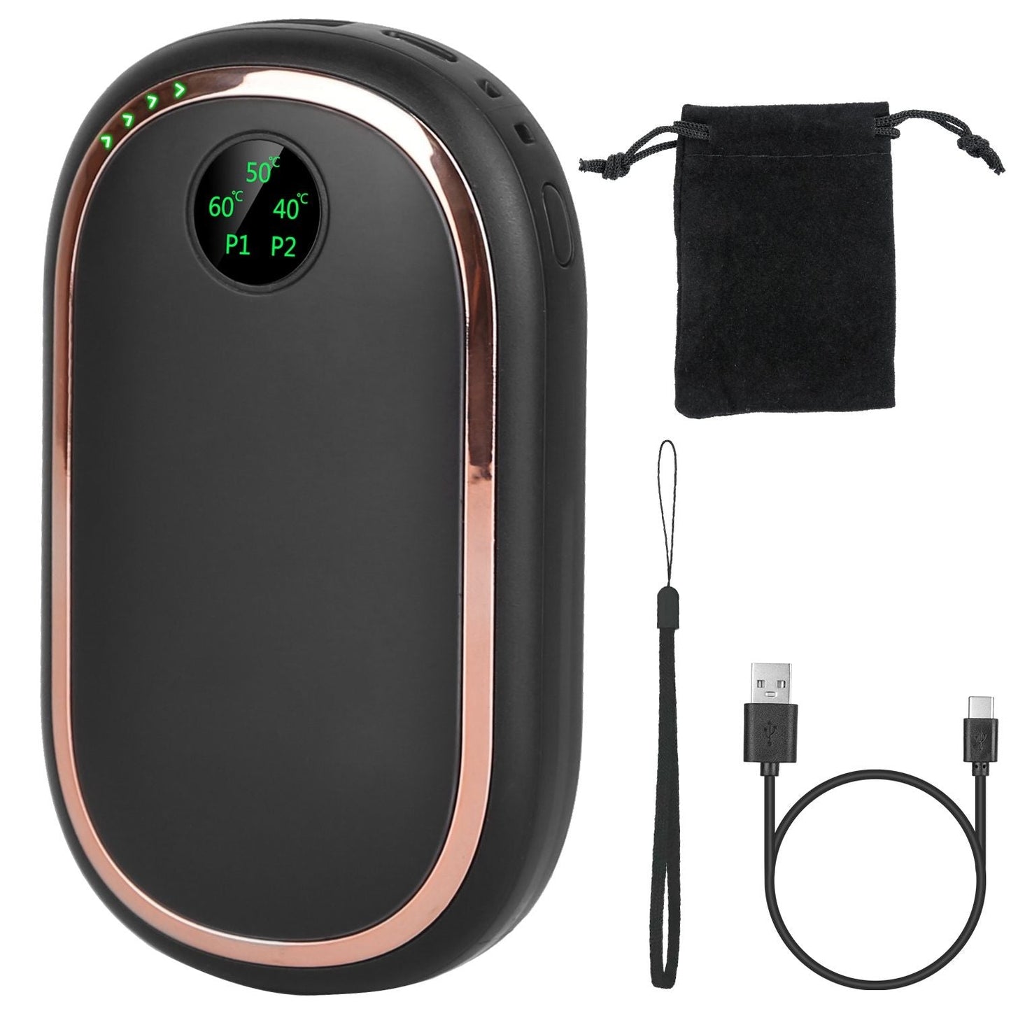 Rechargeable Hand Warmer Electric Hand Heater Portable Reusable Pocket Warmer Power Bank with Digital Display Sunset Light 3 Levels Double - sided Heating - GoTypical