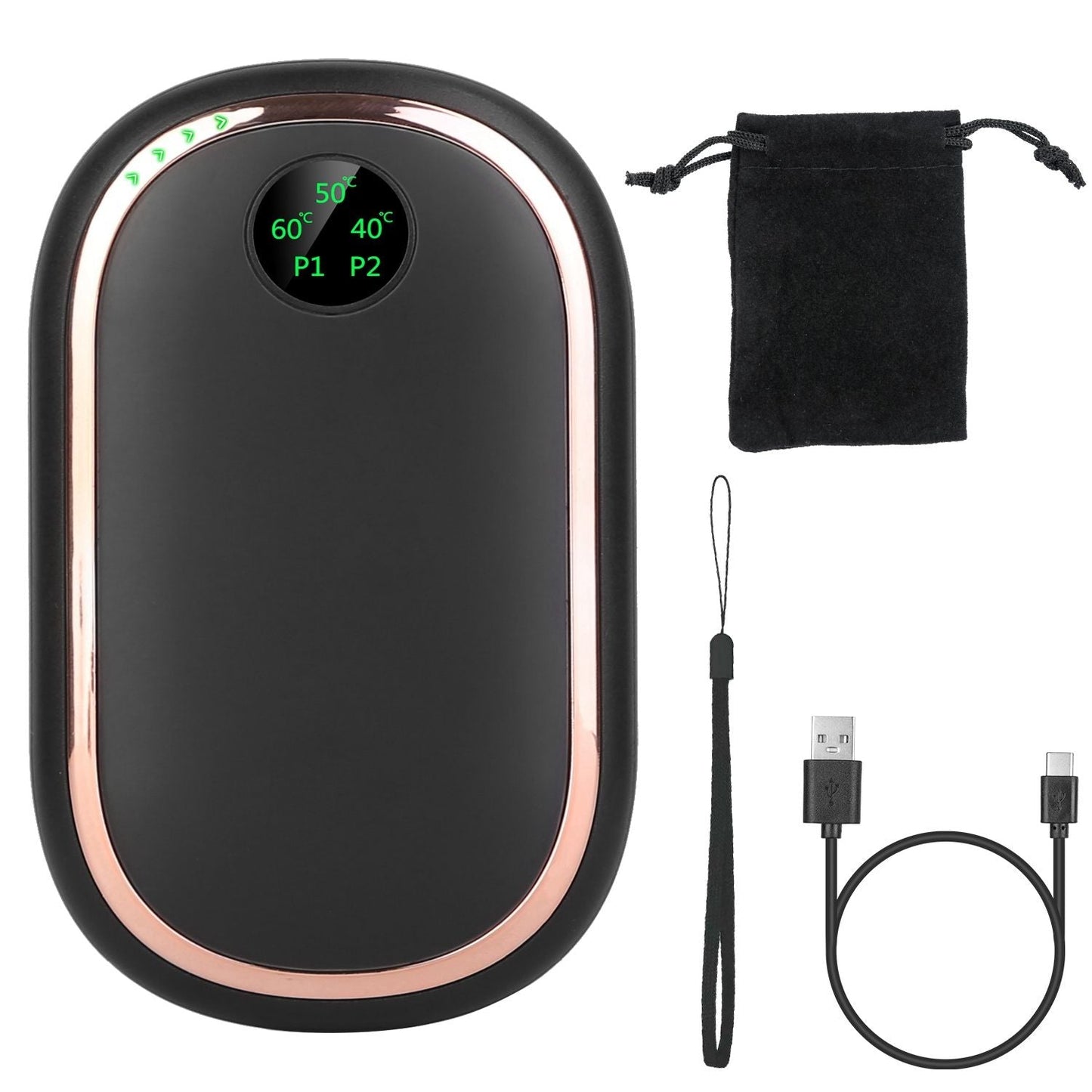 Rechargeable Hand Warmer Electric Hand Heater Portable Reusable Pocket Warmer Power Bank with Digital Display Sunset Light 3 Levels Double - sided Heating - GoTypical