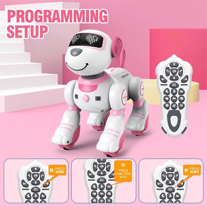 Remote Controlled Machine Dog Toy; Kids Robot; Remote Controlled Machine Dog Toy; For Kids 2 - 10 Years Old & Over; Smart & Dance Robot Toy; Animal Simulation Mini Pet Dog Robot - GoTypical