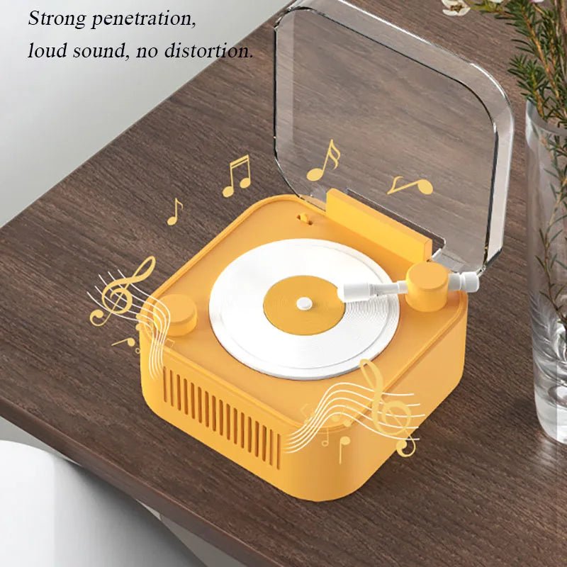 Retro Atomic Vinyl Bluetooth Speaker Hif Sound Long Battery Life Mini Record Player Rotary Speaker with Built - in Battery - GoTypical