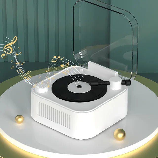 Retro Atomic Vinyl Bluetooth Speaker Hif Sound Long Battery Life Mini Record Player Rotary Speaker with Built - in Battery - GoTypical