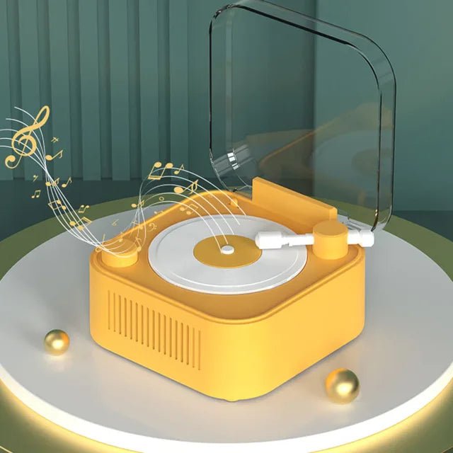 Retro Atomic Vinyl Bluetooth Speaker Hif Sound Long Battery Life Mini Record Player Rotary Speaker with Built - in Battery - GoTypical