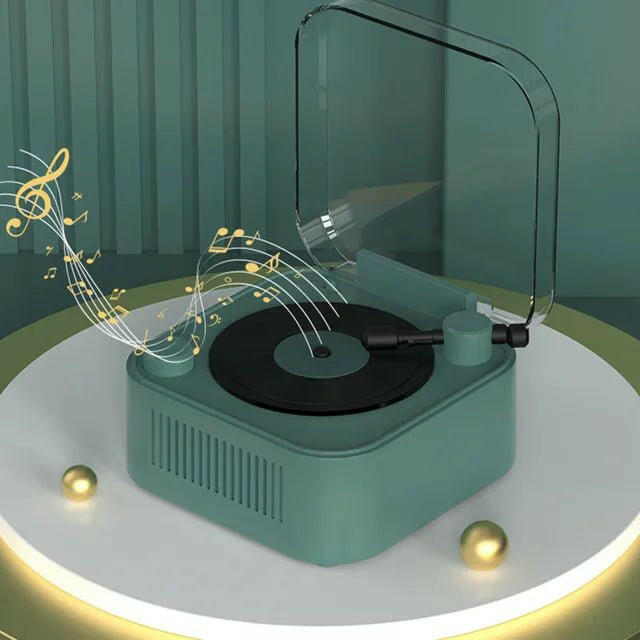 . Retro Atomic Vinyl Bluetooth Speaker – Mini Record Player with Long Battery Life - GoTypical