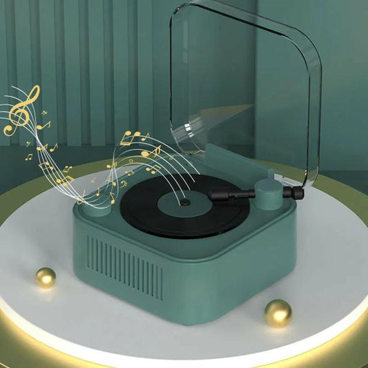 . Retro Atomic Vinyl Bluetooth Speaker – Mini Record Player with Long Battery Life - GoTypical