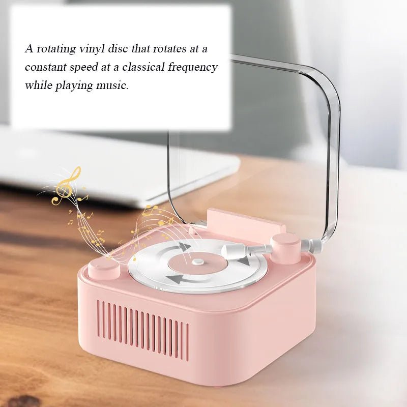 Retro Atomic Vinyl Bluetooth Speaker Hif Sound Long Battery Life Mini Record Player Rotary Speaker with Built - in Battery - GoTypical